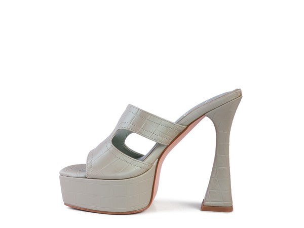 PLATFORM BLOCK HEEL CROCODILE SANDAL