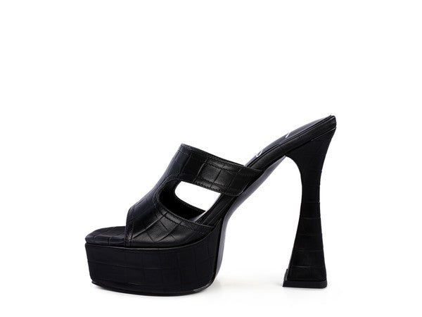 PLATFORM BLOCK HEEL CROCODILE SANDAL