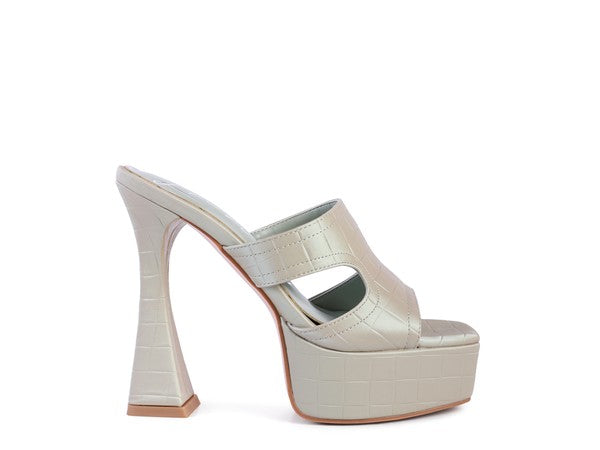 PLATFORM BLOCK HEEL CROCODILE SANDAL