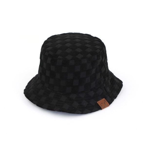 CHECKERED TERRY CLOTH BUCKET HAT