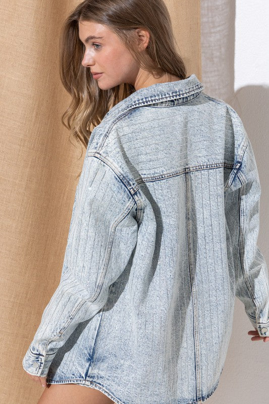 SPARKLE STONE STRIPE DENIM JACKET