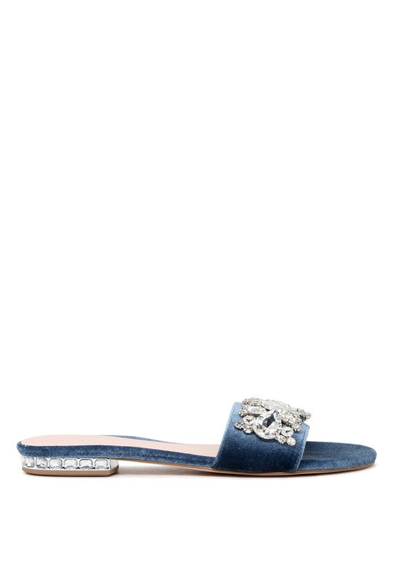 DENIM EMBELLISHED FLATS