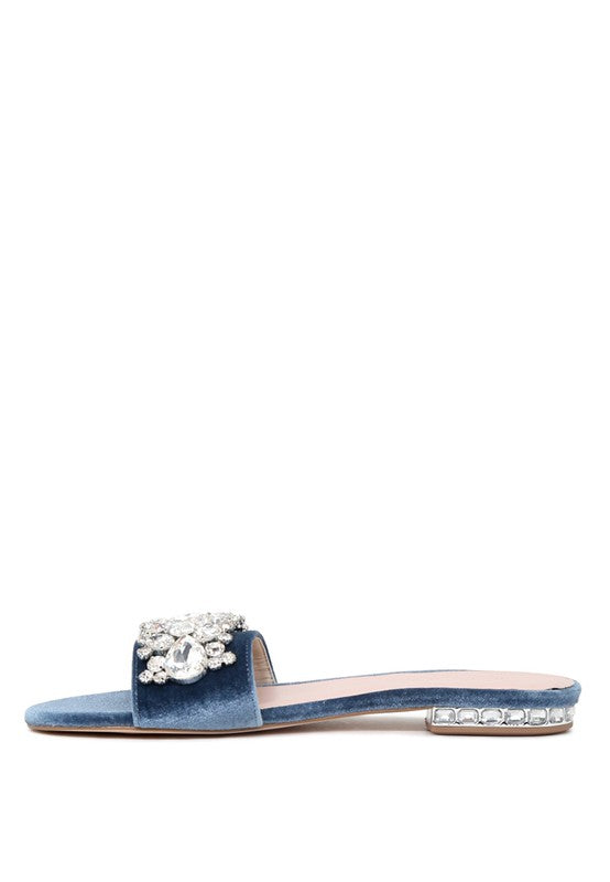 DENIM EMBELLISHED FLATS