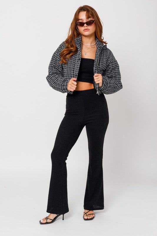 TWEED CROP PUFFER JACKET