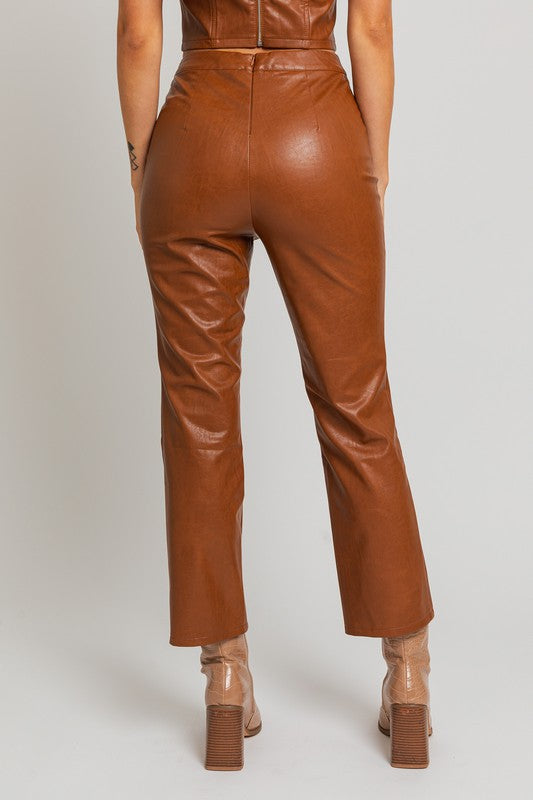 LEATHERETTE ANKLE LENGTH  PANTS