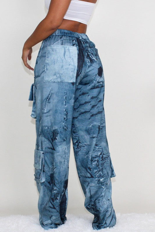 TIE DYE PRINT CARGO PANTS