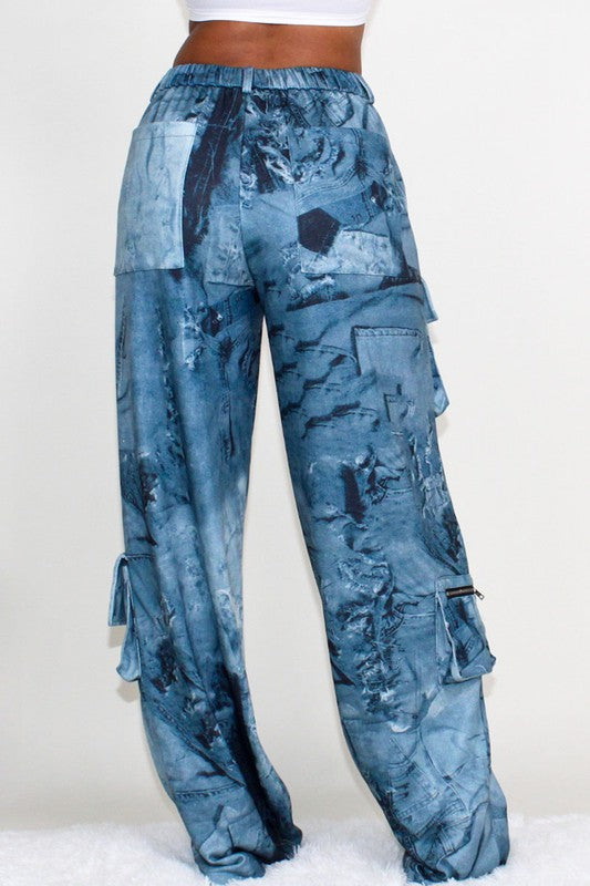 TIE DYE PRINT CARGO PANTS