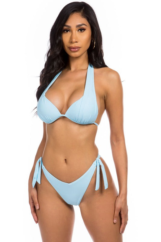 TWO-PIECE BIKINI HALTER TOP