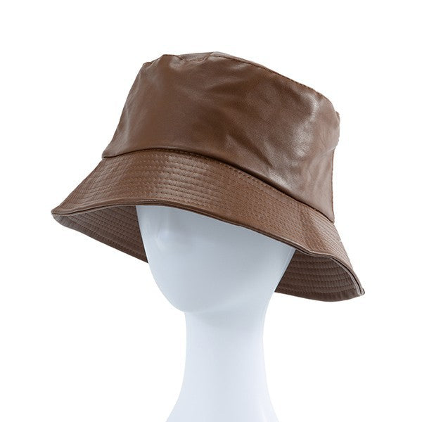 FAUX LEATHER BUCKET HAT